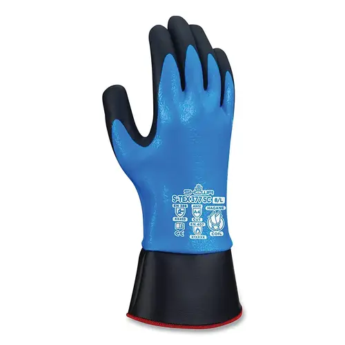 Cut, Puncture & Abrasive-Resistant Gloves: Size L, ANSI Cut A4, ANSI Puncture 3, Foam Nitrile, Hagane Steel & HPPE Blend Blue Pair
