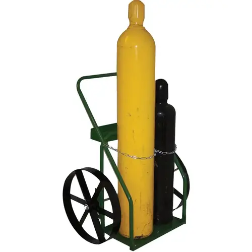 800 Series Carts, Holds 2 Cylinders, 9.5 in dia., 20 in Steel Wheels Green