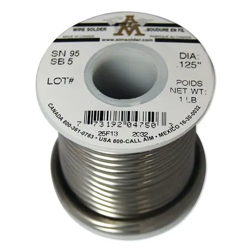 Wire Solder, Spool, Solid Core, 0.125 11 Gauge, 50% Tin, 50% Lead