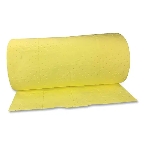 Hazmat Sorbent Pads, Roll, 130 in L x 30 in W, Heavy, Yellow