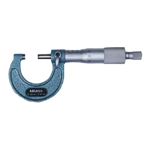 Series 103 Mechanical Micrometers,0 mm-25 mm, 0.01 mm, Ratchet Stop Hammertone