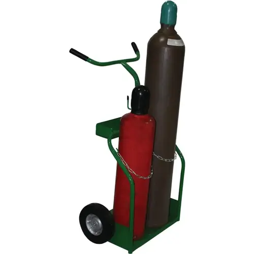 900 Series Cart, Holds 2 Cylinders, 8-1/2 in and 9-1/2 in dia, 10 in Semi-Pneumatic Wheels Green