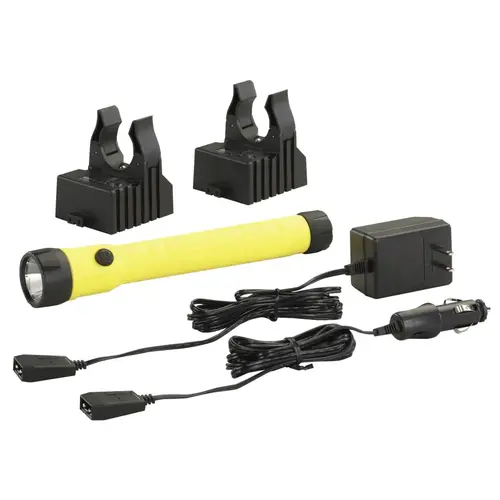 PolyStinger LED Haz-Lo Rechargeable Flashlight, 4 Cell, 260 Lumens, Yellow, AC/DC Charger PolyStinger LED Haz-Lo Rechargeable Flashlight, 4 Cell, 260 Lumens, Yellow, AC/DC Charger