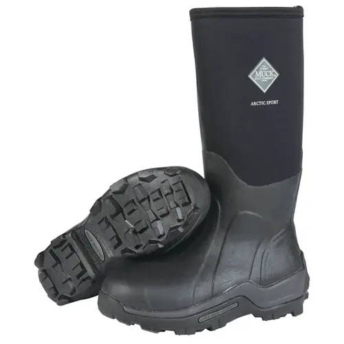 Arctic Sport Safety Toe Boots, Size 10, 15 in H, Neoprene Rubber, Black Pair Arctic Sport Safety Toe Boots, Size 10, 15 in H, Neoprene Rubber, Black Pair
