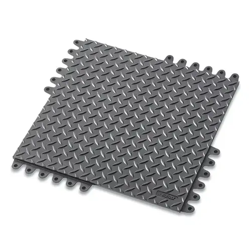 De-Flex Niru Heavy-Duty Interlocking Rubber Mat, 572, 3/4 in x 18 in W x 18 in L, 100% Nitrile Rubber, Black De-Flex Niru Heavy-Duty Interlocking Rubber Mat, 572, 3/4 in x 18 in W x 18 in L, 100% Nitrile Rubber, Black