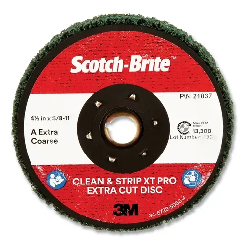 Clean and Strip XT Pro and XT Pro Extra Cut Disc, 4-1/2 in dia, Extra Coarse, 13300 RPM, Aluminum Oxide, Green, CX-DN - pack of 10 Clean and Strip XT Pro and XT Pro Extra Cut Disc, 4-1/2 in dia, Extra Coarse, 13300 RPM, Aluminum Oxide, Green, CX-DN - pack of 10