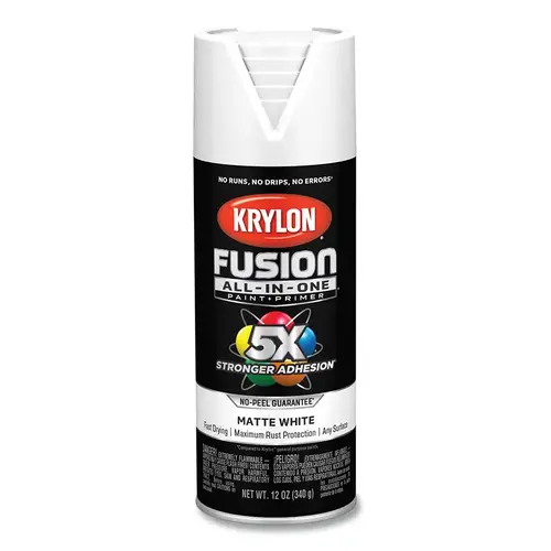 Fusion All-in-One Paints + Primers, 12 oz, Aerosol Can, Matte White Fusion All-in-One Paints + Primers, 12 oz, Aerosol Can, Matte White