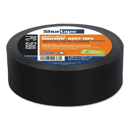 PC 599 ShurGRIP  Heavy-Duty Co-Extruded Duct Tape, 48mm W, 55m L, 9 mil thick, Black - pack of 24