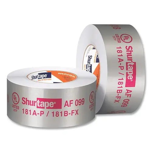 AF 099 Printed Aluminum Foil Tapes, 60 yd L, 2.5 in W, UL 181A-P/B-FX listed Silver