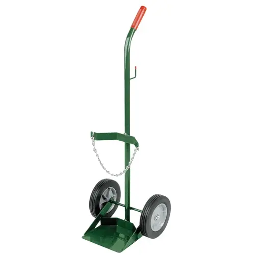 M/M60 Size Cylinder Cart, Single, 13 in W x 40 in H x 12 in D, 8 in Solid Rubber Wheels, 2-Safety Chains Green M/M60 Size Cylinder Cart, Single, 13 in W x 40 in H x 12 in D, 8 in Solid Rubber Wheels, 2-Safety Chains Green