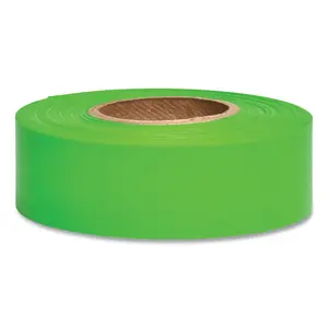 PRESCO PRODUCTS TFGG Taffeta Flagging Tape, 1-3/16 in x 150 ft, Flourescent Green - pack of 12