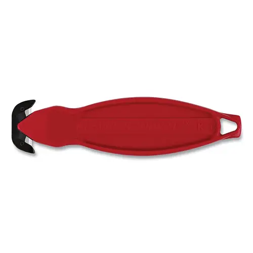 Klever Koncept Safety Cutter, 5-3/4 in L, Straight Blade, Steel, Plastic Handle, Red - pack of 10 Klever Koncept Safety Cutter, 5-3/4 in L, Straight Blade, Steel, Plastic Handle, Red - pack of 10