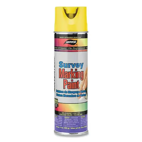 Survey Marking Paint, 20 oz, Aerosol Can, Yellow - pack of 12