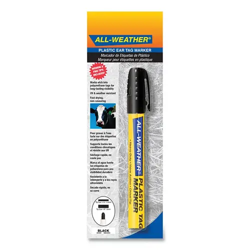 Plastic Eartag Marker, Carded, Black, 3/16 in Tip - pack of 24