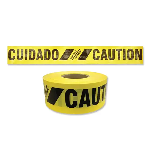 Reinforced Barricade Tape, 3 in x 500 ft, Caution/Cuidado, Yellow Reinforced Barricade Tape, 3 in x 500 ft, Caution/Cuidado, Yellow