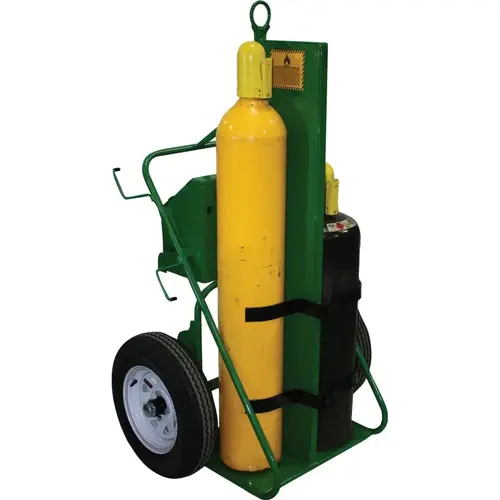 Cabinet Series Carts, Holds 2 Cylinders, 9.5"-12.5" in dia., 12" Auto Wheels Green