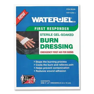 WATER JEL 66026 Burn Dressing, 6 in W, 2 in L, Sterile Lidocaine HCL White