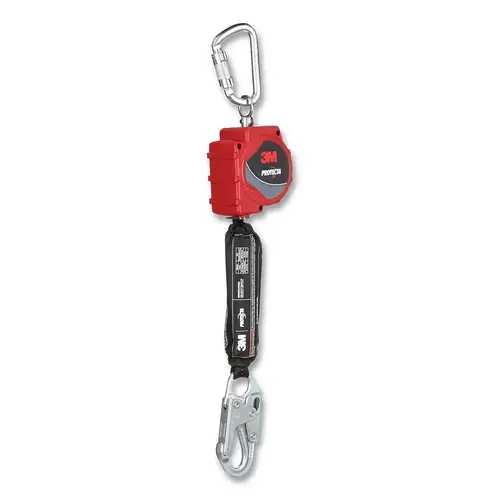 Self-Retracting Cable Lifeline, Web, 11 ft, Snap Hook Red