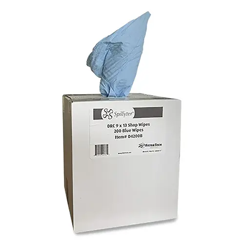 DRC Wipers, 13 in L x 9 in W, 200 Wipes Per Roll, Pull Dispenser, Blue DRC Wipers, 13 in L x 9 in W, 200 Wipes Per Roll, Pull Dispenser, Blue
