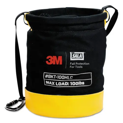 Safe Bucket 100 lb. Load Rated Hook and Loop Canvases, Carabiner Black; Yellow Safe Bucket 100 lb. Load Rated Hook and Loop Canvases, Carabiner Black; Yellow
