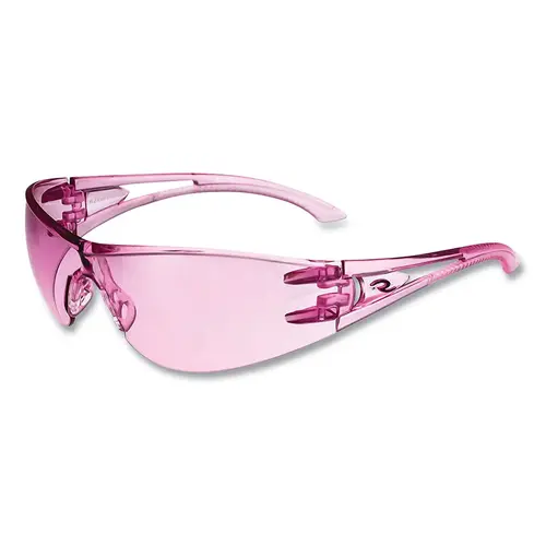 Optima  Safety Eyewear, Pink Lens, Polycarbonate, Uncoated, Pink Frame - pack of 12