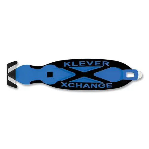 XChange Safety Cutter, Narrow Head, 6-1/2 in L, Straight Blade, Steel, Plastic Handle, Blue - pack of 12