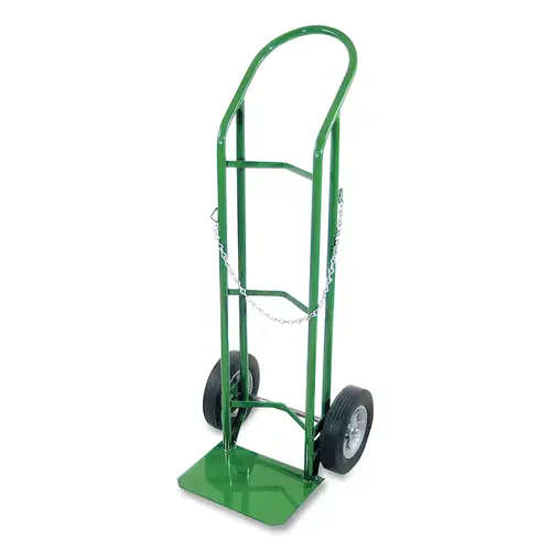 Cylinder Truck, 18 in W x 48 in H, 10 in Pneumatic Wheels with 4 in Casters, Holds 1 Cylinder Green Cylinder Truck, 18 in W x 48 in H, 10 in Pneumatic Wheels with 4 in Casters, Holds 1 Cylinder Green