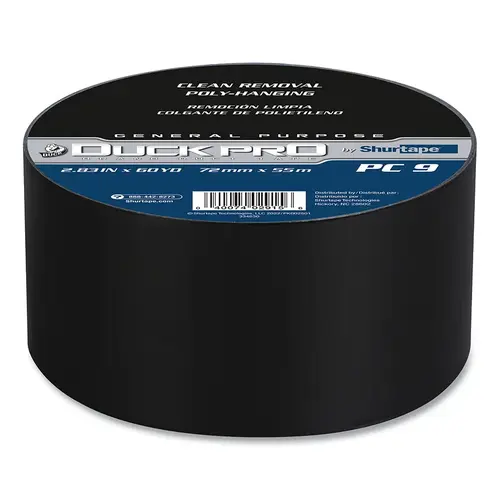 PC 009 Contractor Grade CoExtruded Duct Tape, 2.83 in x 60.1 yd, 9 mil, Black - pack of 16 PC 009 Contractor Grade CoExtruded Duct Tape, 2.83 in x 60.1 yd, 9 mil, Black - pack of 16