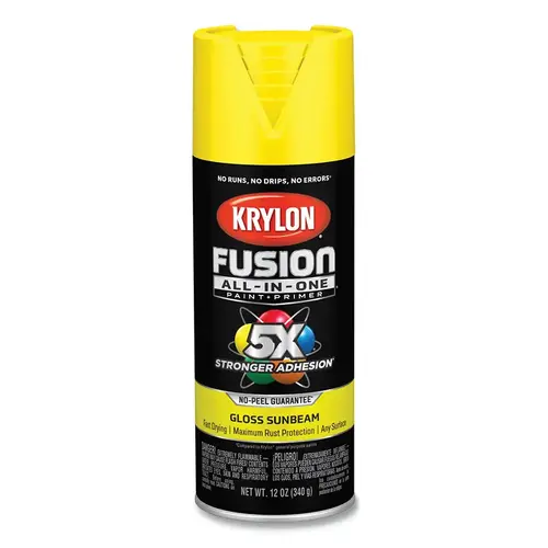 Fusion All-in-One Paints + Primers, 12 oz, Aerosol Can, Gloss Sunbeam Fusion All-in-One Paints + Primers, 12 oz, Aerosol Can, Gloss Sunbeam