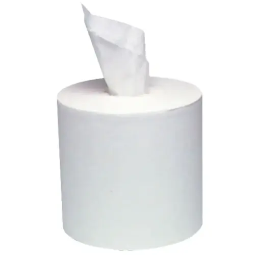 Center Flow Towel, White, 7.95 in W x 13.5 in L per Sheet, Roll, 2 Ply - pack of 6