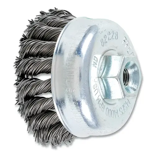 2-3/4" KNOT WIRE CUP BRUSH .020 CS WIRE M10X1.25 - pack of 5 2-3/4" KNOT WIRE CUP BRUSH .020 CS WIRE M10X1.25 - pack of 5