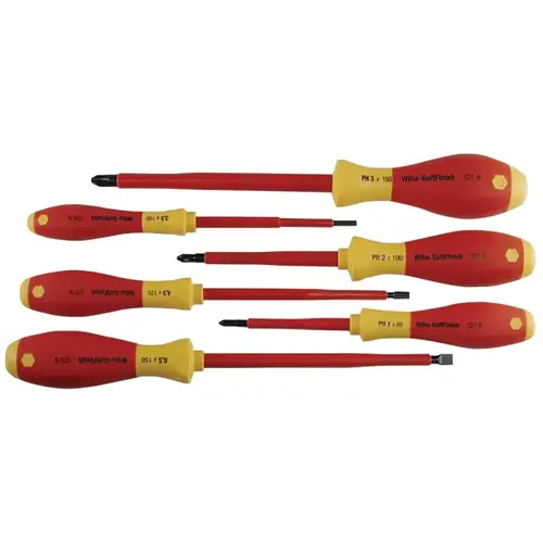SoftFinish Insulated Screwdriver Set, Metric, Includes 3-Phillips /3-Slotted, 6-Pc SoftFinish Insulated Screwdriver Set, Metric, Includes 3-Phillips /3-Slotted, 6-Pc