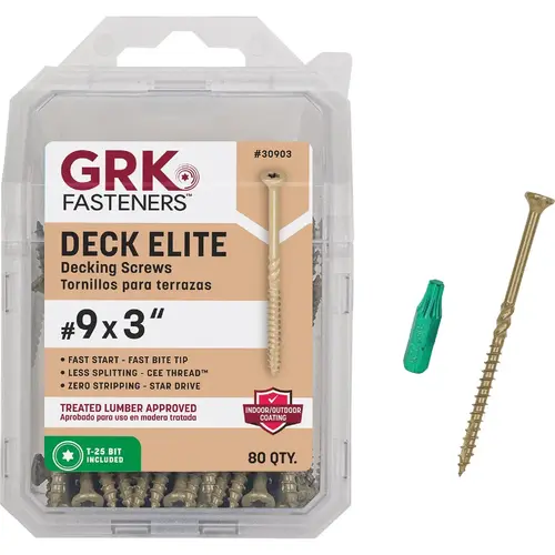 GRK Deck Elite #9 x 3 In. Star Drive Bugle-Head Deck Screws (80 Ct.) Tan