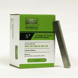 Grex 91464014 Galvanized Crown Staples, Duo-Fast 5000 Series, 1/2" Crown - 20 Gauge (5M) - pack of 5000