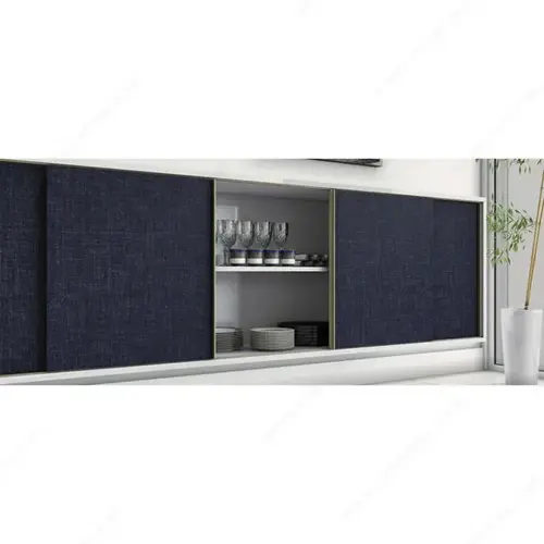 Ro 27 Sliding Door System, Silver Finish, 78-3/4" Overall Length, For 2 Wood Doors, Bypassing Movement, Recessed Mounting