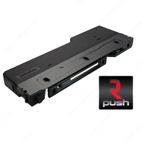 R Push Device, Heavy Duty System, Push-To-Open And Soft-Close Mechanism, Cabinet And Furniture Hardware, Black Finish R Push Device, Heavy Duty System, Push-To-Open And Soft-Close Mechanism, Cabinet And Furniture Hardware, Black Finish