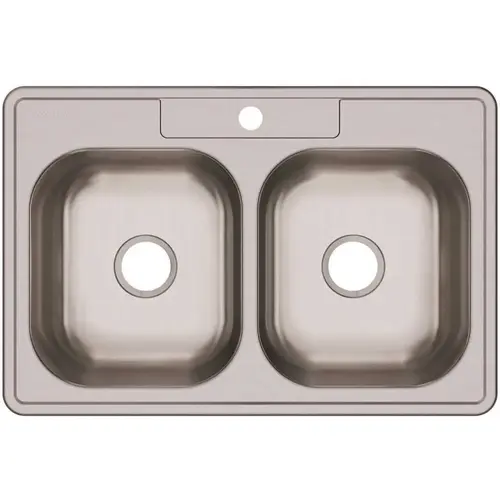 Dayton Ss 33x22x8-1/16" 1-Hole Equl Double Bowl Drop Lustrous Steel Faucet Dayton Ss 33x22x8-1/16" 1-Hole Equl Double Bowl Drop Lustrous Steel Faucet