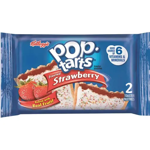 KELLOGG'S pop Tarts, Frosted Strawberry, 3.67 Oz, 2/pack, Package Of 6