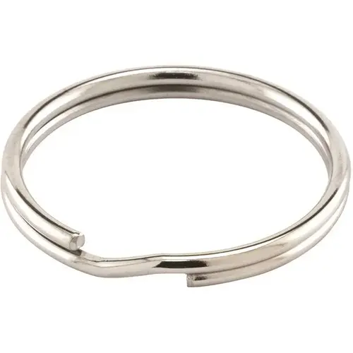 Split Key Ring, 1 In Diameter, Tempered Stl, Nkl-Pl