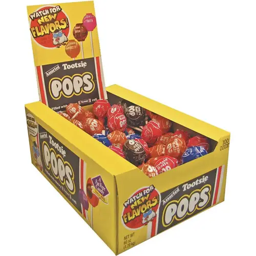 Tootsie Roll Tootsie Pops, 0.6 Oz, Assorted Flavors, Package Of 100