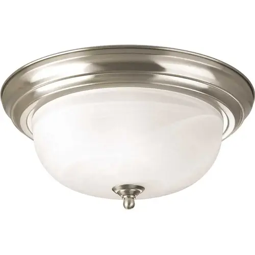NICKEL Two-Light Flush Fixture With Alabaster Glass NICKEL Two-Light Flush Fixture With Alabaster Glass