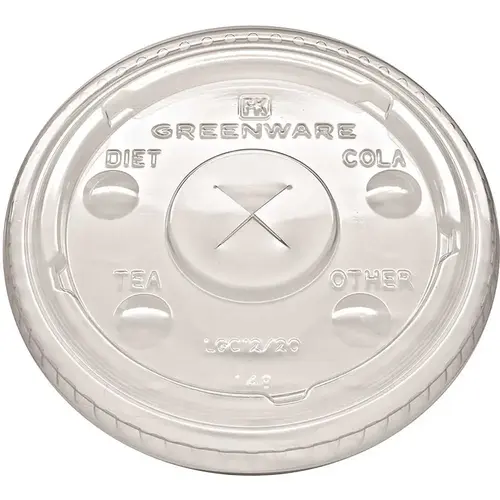 Fabri-Kal PLA Lid for 9, 12, 20oz Greenware Cups, Case Of 1000