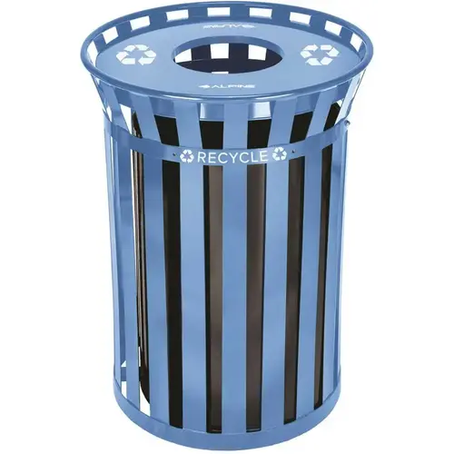 Outdoor Metal Recycling Waste Receptacle - 38 Gallon, Blue
