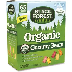 Black Forest GRR22000556 Black Forest Organic Gummy Bears, 0.8 Oz Pouch, Package Of 65