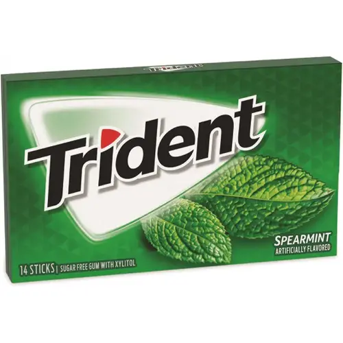 Trident Sugar-Free Gum, Spearmint, 14 Pieces/pack, 12 Packs/box