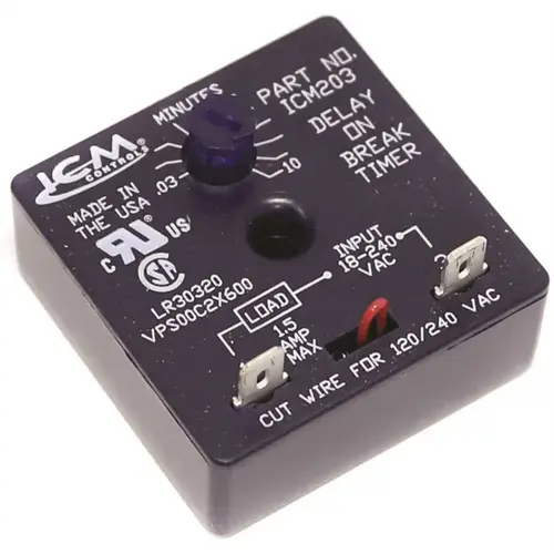 18-240 VAC Delay-On-break Timer With .03-10 Minutes Adjustable Time Delay