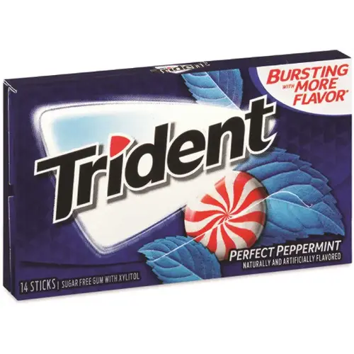 Trident Sugar-Free Gum, Perfect Peppermint, 14 Pieces/pack, 9 Packs/box