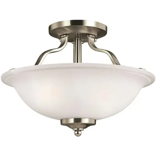 Traditional Brushed NICKEL Emmons Two Light Semi-Flush Mount