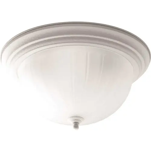White Three-Light Flush Fixture Etched Ribbed Glass White Three-Light Flush Fixture Etched Ribbed Glass