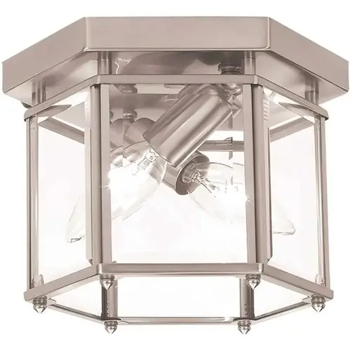 Brushed NICKEL Bretton Two Light Ceiling Flush Mount